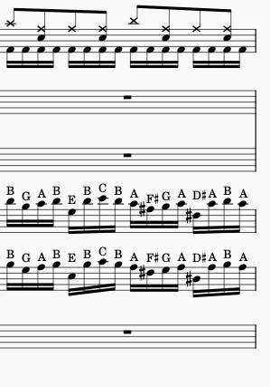 Measure 12 of the guitar solo from Teutonic Knights