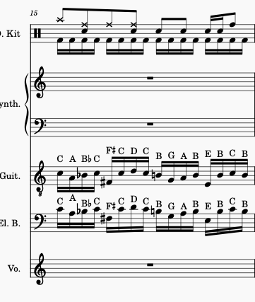Measure 15 of the guitar solo from Teutonic Knights
