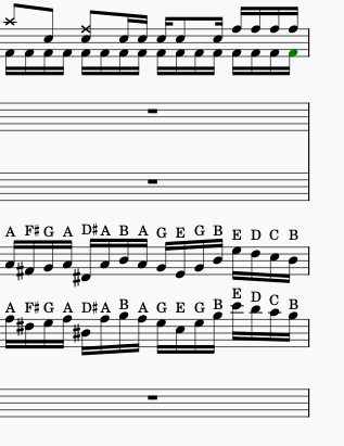 Measure 16 of the guitar solo from Teutonic Knights
