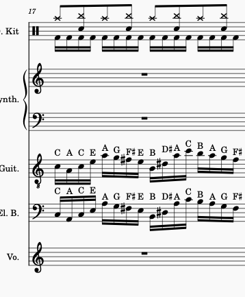 Measure 17 of the guitar solo from Teutonic Knights