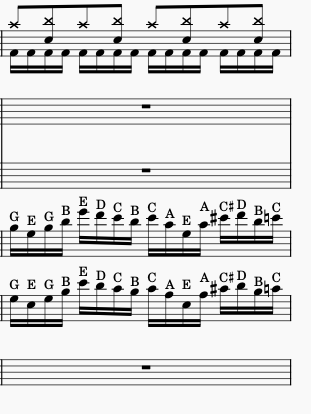 Measure 18 of the guitar solo from Teutonic Knights