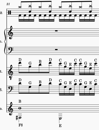 Measure 21 of the guitar solo from Teutonic Knights