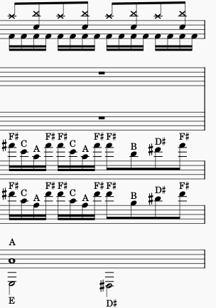 Measure 22 of the guitar solo from Teutonic Knights