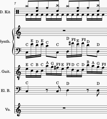 Measure 7 of the guitar solo from Teutonic Knights