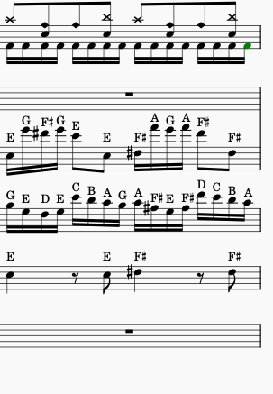 Measure 8 of the guitar solo from Teutonic Knights