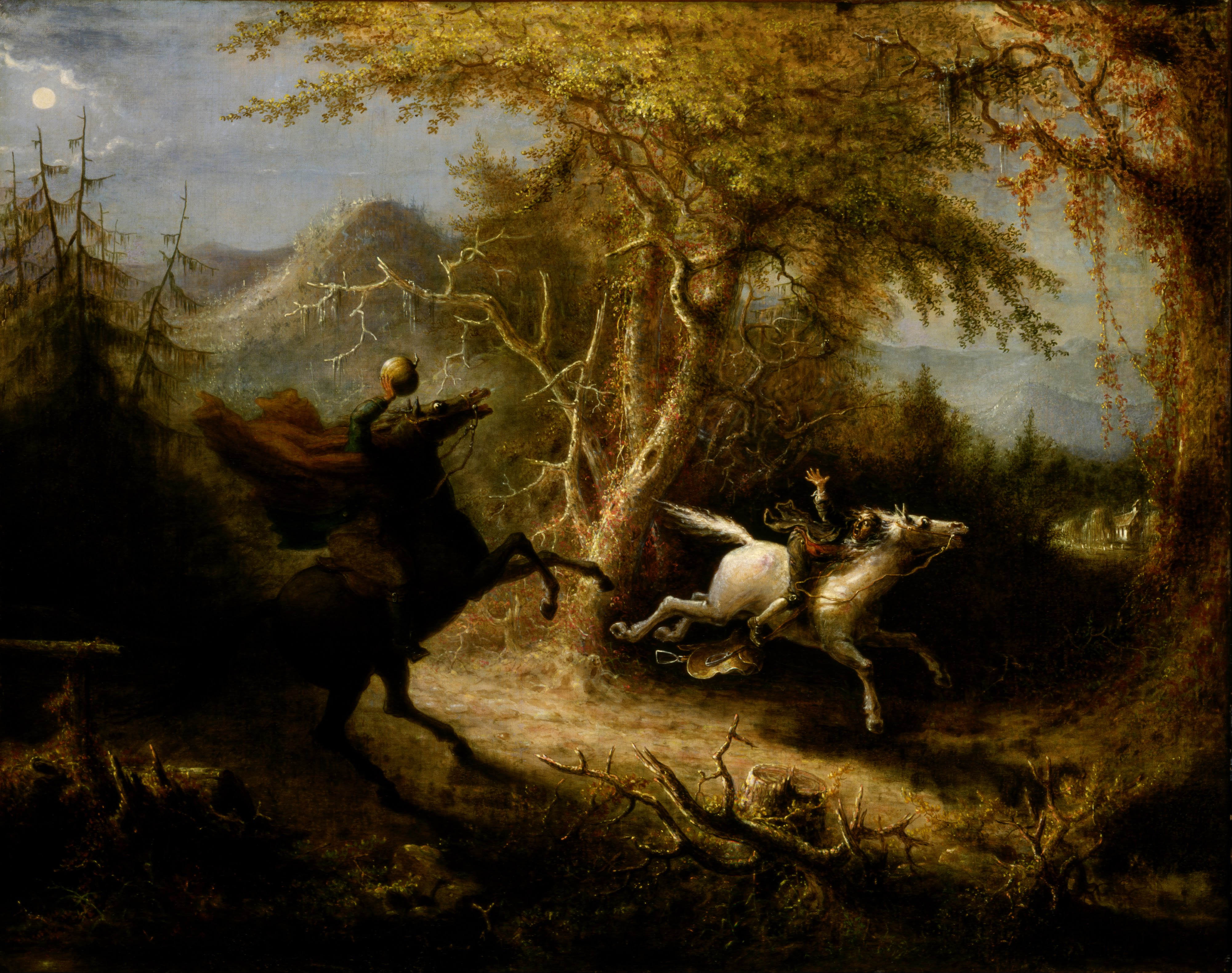 The Headless Horseman pursuing Ichabod Crane